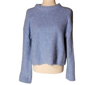 Abound Blue Crew Neck Boucle Knit Sweater Dolman Sleeve SZ L Excellent Condition
